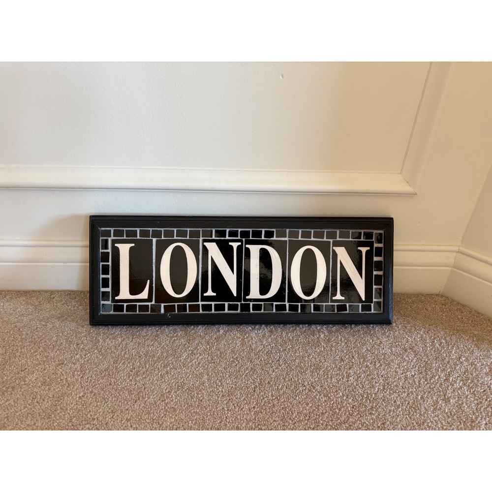 London Wall Decor Art Black & White Tile‎ Sign Home Decor Souvenir